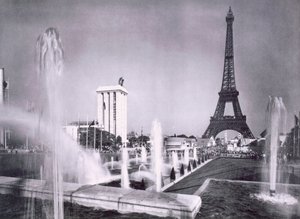 The ornamental lakes in front of the Eiffel Tower, during the Paris International Exposition by French Photographer